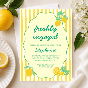 Freshly Engaged Yellow Lemon Citrus Bridal Shower Invitation