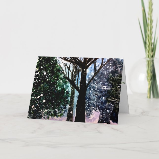 Freshly Fallen Snow Watercolor Holiday Card (Front)
