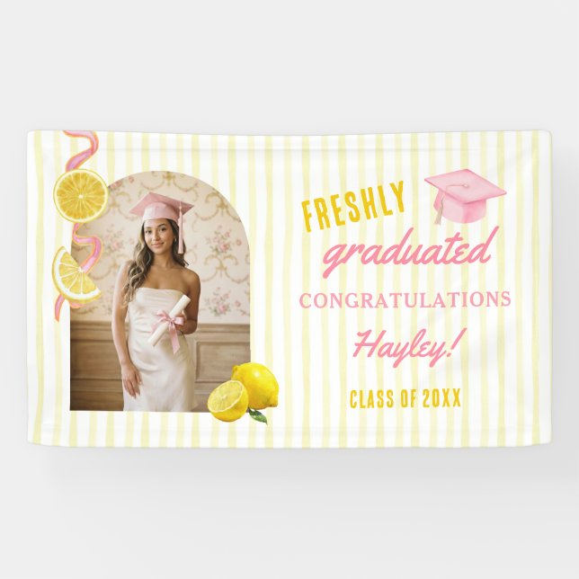 Freshly Graduated Graduation Party Welcome Banner (Horizontal)