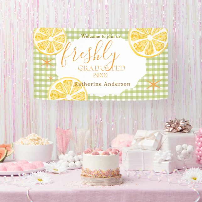 Freshly Graduated Lemon Gingaham  Banner (Party)