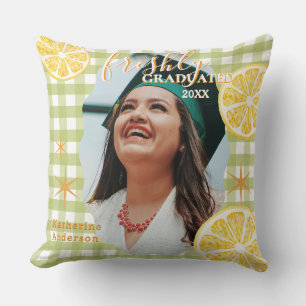 Freshly Graduated Lemon Gingaham  Cushion
