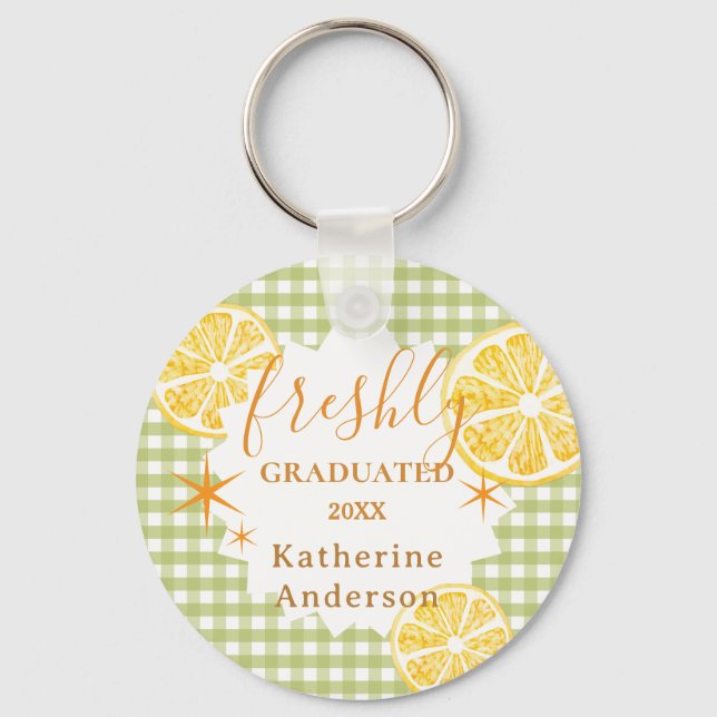 Freshly Graduated Lemon Gingaham  Key Ring (Front)