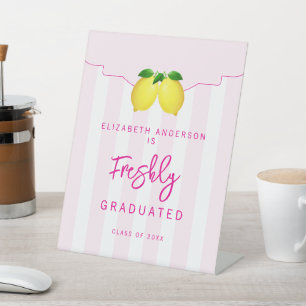 Freshly Graduated Lemon Graduation Pedestal Sign