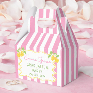 Freshly Graduated Lemon Pink Stripes Graduation Favour Box