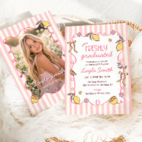 Freshly Graduated Lemon Preppy Pink Grad Party