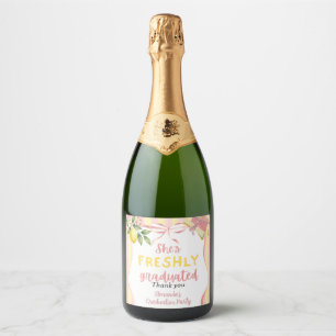 Freshly Graduated Lemonade Lemon Graduation Party Sparkling Wine Label