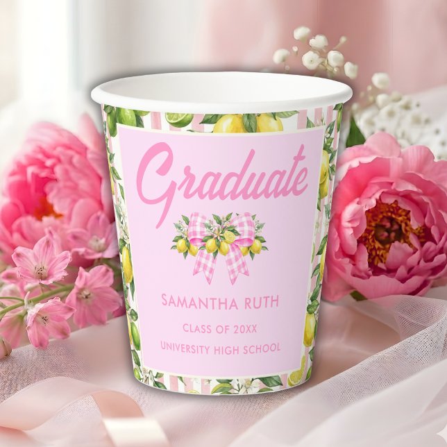 Freshly Graduated Pink Lemon Graduation Paper Cups (Creator Uploaded)
