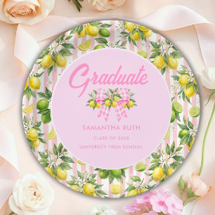 Freshly Graduated Pink Lemon Graduation Paper Plate