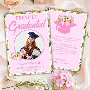 Freshly Graduated Pink Lemon Photo Graduation Announcement