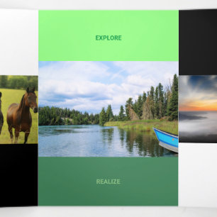Freshly Green Tone Squared Off Qr Code Tri-Fold Card