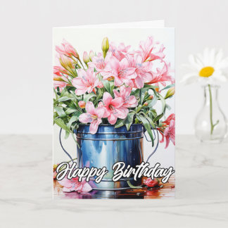 Freshly Picked Lily Flower Illustration Card