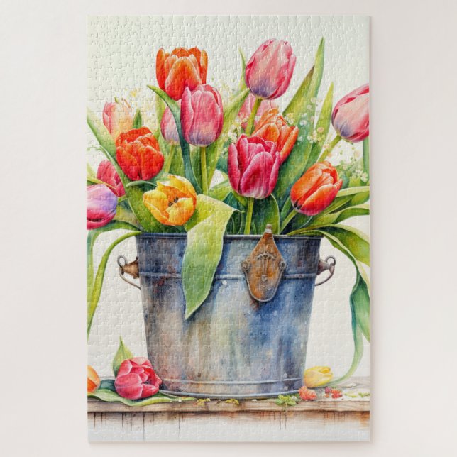 Freshly Picked Tulip Flowers Jigsaw Puzzle (Vertical)