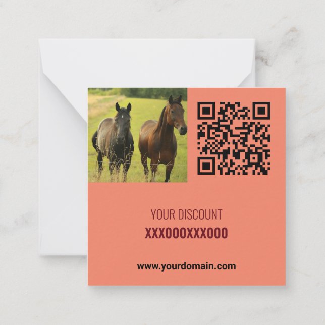 Freshly Red Tone Squared Off Qr Code Promo Card (Back)