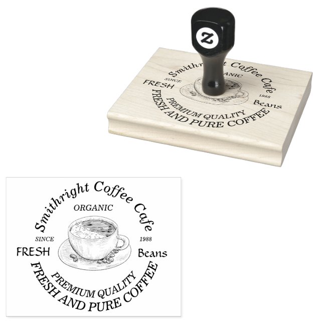 Freshly Roasted Coffee Cup Rubber Stamp (Stamped)