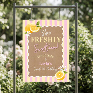 FRESHLY Sixteen Lemons Pink 16th Birthday Welcome Poster