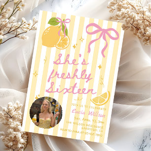 FRESHLY Sixteen Lemons Pink & Yellow 16th Birthday Invitation