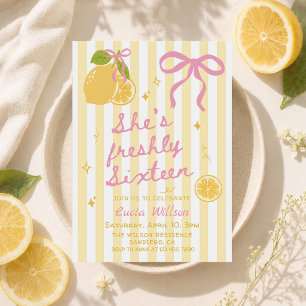 FRESHLY Sixteen Lemons Pink & Yellow 16th Birthday Invitation