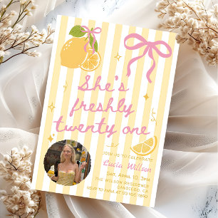 FRESHLY Sixteen Lemons Pink & Yellow 21st Birthday Invitation