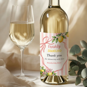 Freshly Squeezed Lemonade Bow Lemon Baby Shower Wine Label
