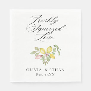 Freshly Squeezed Love Lemon Floral Wedding   Napkin