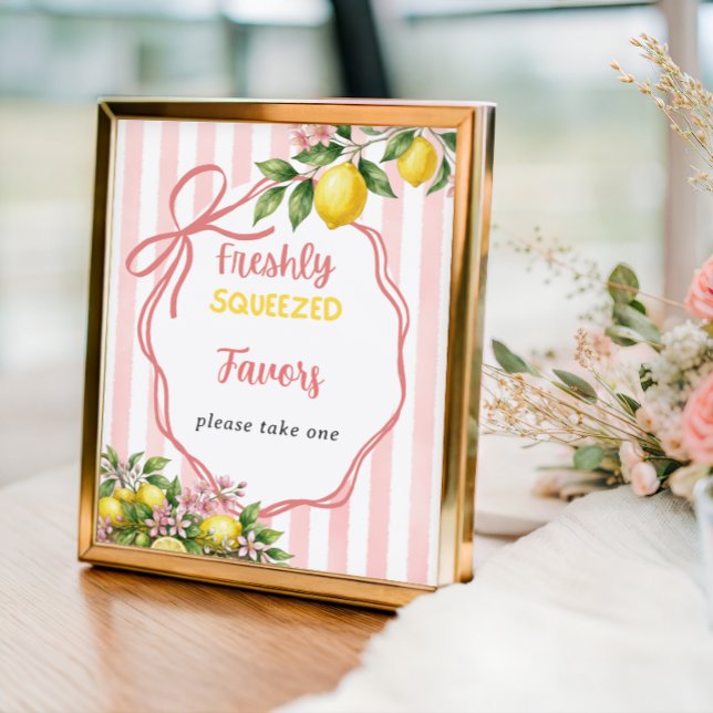 Freshly Squeezed Pink Bow Lemon Baby Shower Favour Poster (Creator Uploaded)