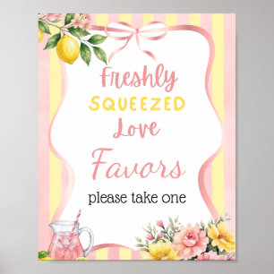 Freshly Squeezed Pink Lemon Bridal Shower Favour Poster