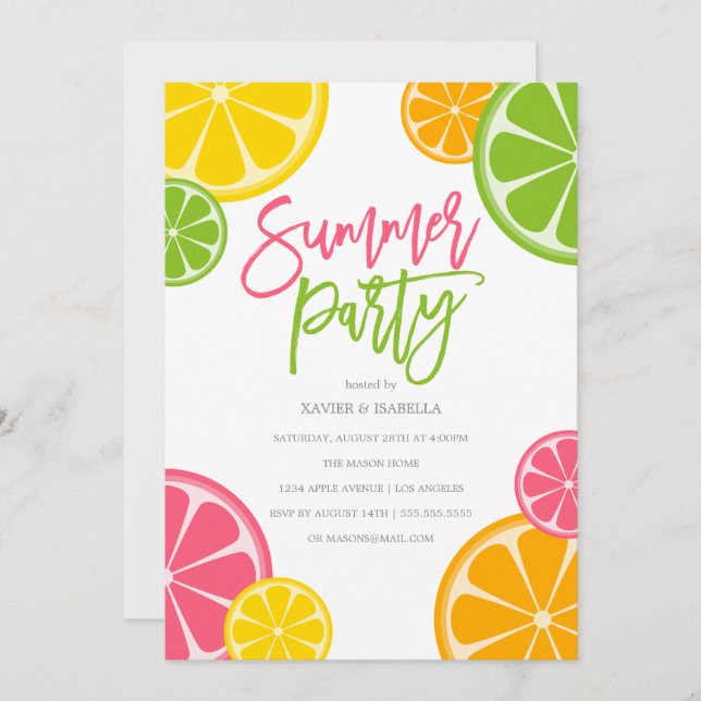 Freshly Squeezed | Summer Party Invitation (Front/Back)