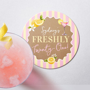 FRESHLY Twenty-One Lemons 21st Birthday Party Round Paper Coaster