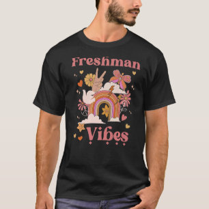 Freshman Vibes School Groovy Retro 9th Grade Boho T-Shirt
