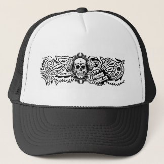 FreshPow! Black SkullTrucker Hat