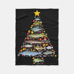 Freshwater Fish Species Christmas Tree Fishing Xma Fleece Blanket