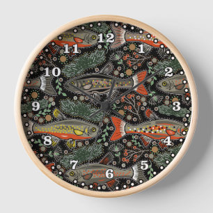 Freshwater Fish, Stylish Design, Trout, Fishing Clock