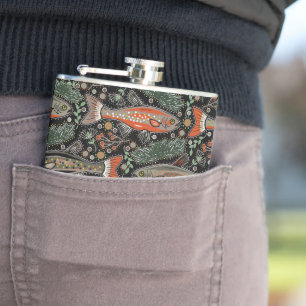 Freshwater Fish, Stylish Design, Trout, Fishing Hip Flask