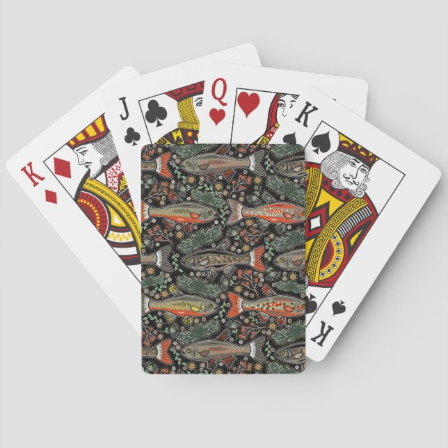Freshwater Fish, Stylish Design, Trout, Fishing Playing Cards (Back)
