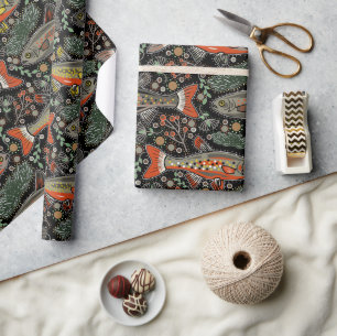 Freshwater Fish, Stylish Design, Trout, Fishing Wrapping Paper