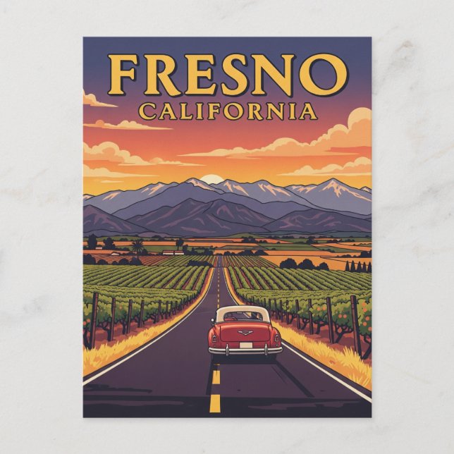 Fresno California Central Valley Postcard (Front)
