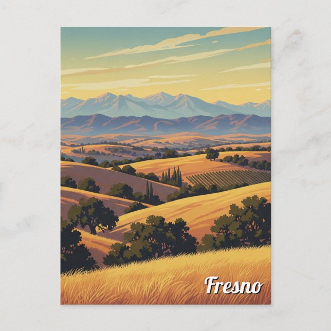 Fresno California Central Valley Postcard (Front)