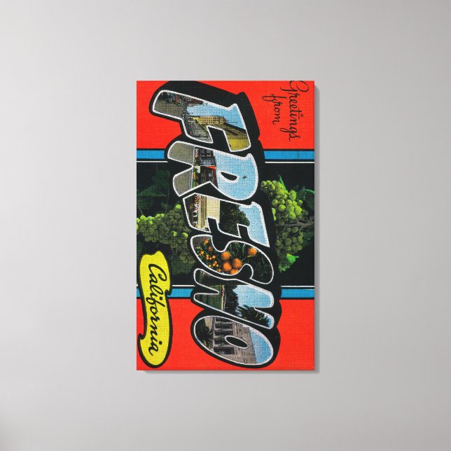 Fresno, California - Large Letter Scenes Canvas Print (Front)