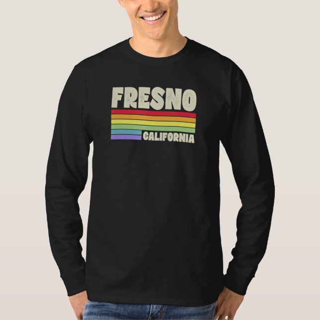 Fresno California Pride Rainbow Flag Gay Pride Mer T-Shirt (Front)