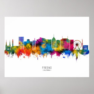 Fresno California Skyline Poster