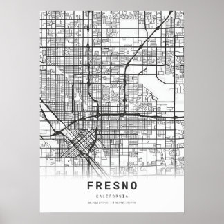 Fresno City Map Poster