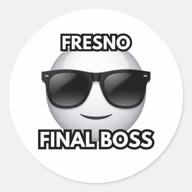 Fresno Final Boss Cool Emoji Sticker (Front)