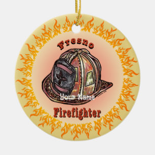 Fresno Firefighter Ceramic Tree Decoration