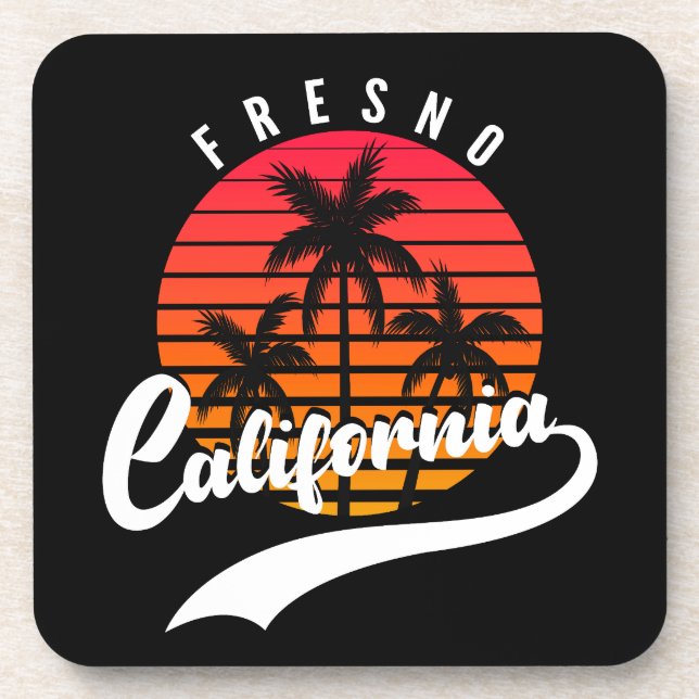 Fresno Retro Sunset Beverage Coaster (Front)