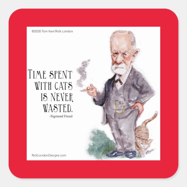 Freud & Quote About Cats Square Sticker (Front)