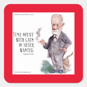 Freud & Quote About Cats Square Sticker