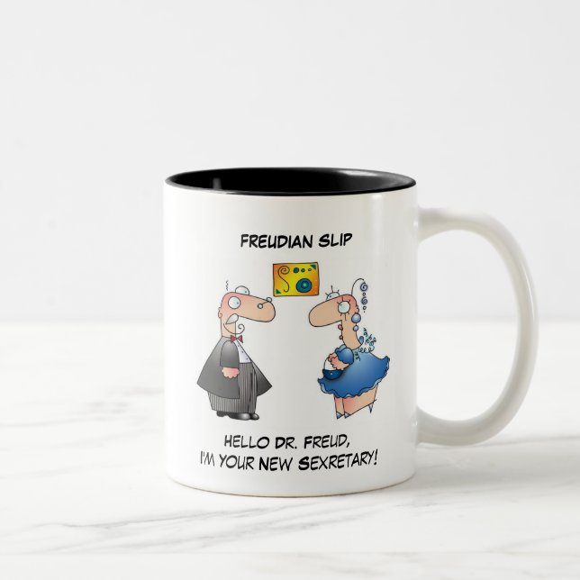 FREUDIAN SLIP by April McCallum Two-Tone Coffee Mug (Right)
