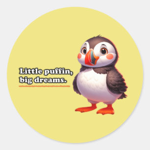 Freundlicher lächelnder Papageientaucher "Little P Classic Round Sticker