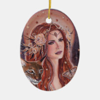 Freya goddess with Lynx by Renee Lavoie