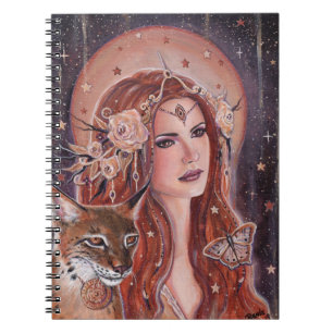 Freya goddess with Lynx by Renee Lavoie Notebook